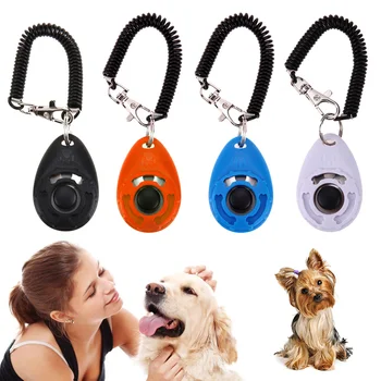 

Pet Suppliers 1 PC Pet Trainer Pet Dog Training Dog Clicker Adjustable Sound Key Chain and Wrist Strap Doggy Train Click