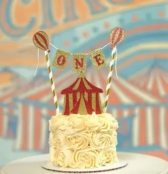 

personalized Vintage Circus birthday cake buntings cupcake toppers banners baby shower party decoration doughnut food picks
