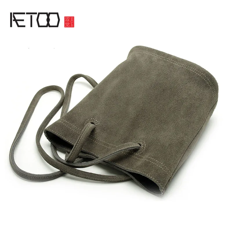 

EUMOAN New bucket cowhide shoulder bag portable leisure lady scrub