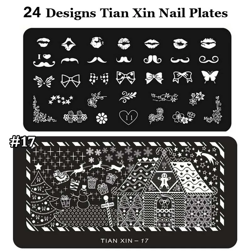 

nail art stamping Image plates Nail Polish Print 6*12cm Stainless Steel Nail Template Manicure Stencil Tool 24 Styles For Choose