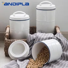 Керамическая Герметичная канистра для чая в скандинавском стиле, емкость для хранения свежего молока, порошка, конфет, бутылка для кофе, контейнер для хранения фасоли, кувшин, кухонные аксессуары