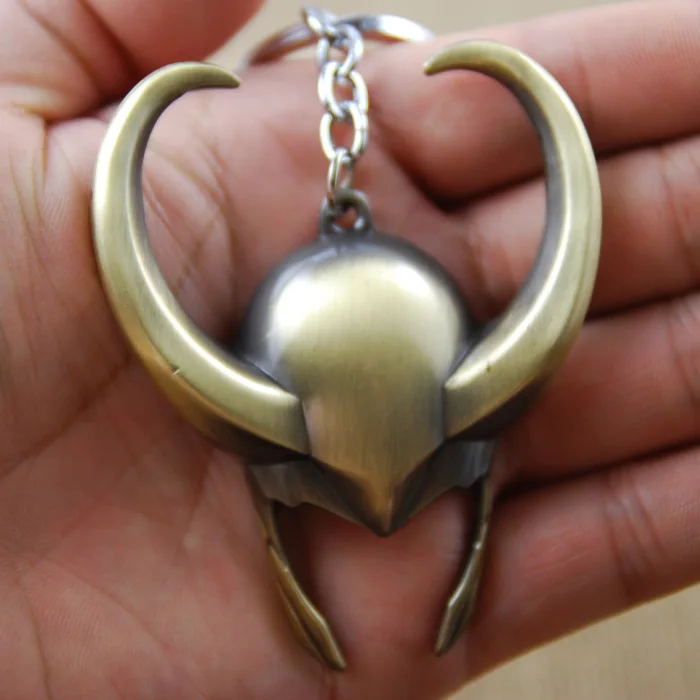 

2016 new 3D New keychain Marvel Thor The Dark World Loki Laufeyson Helmet keychain Pewt 8cm Metal