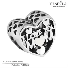 Я Люблю Тебя мама шарма сердца подходит Pandora Браслеты 925 серебро Для женщин бусы для изготовления ювелирных изделий День Матери подарок