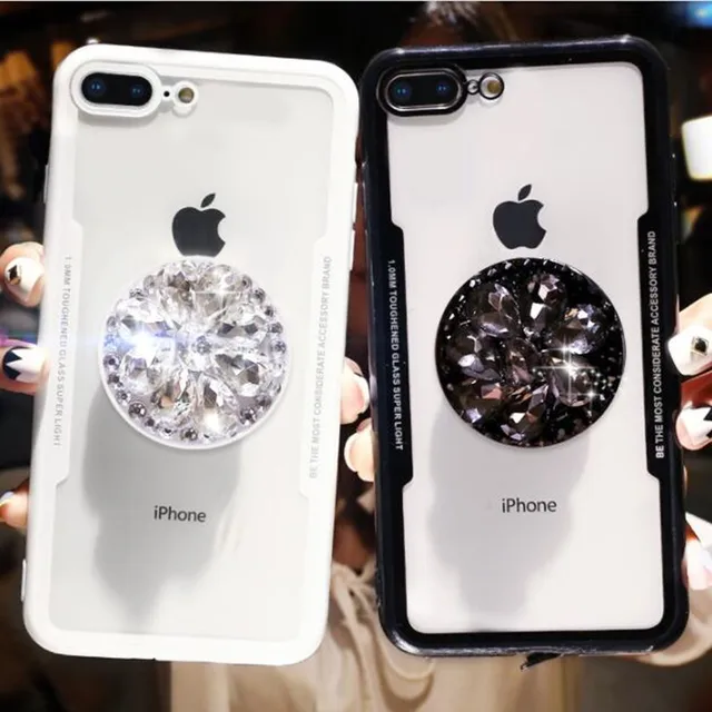 S8 S9 Plus Fashion Diamond Air Stand Holder Phone Case for Samsung S9 S8 S7 S6 edge Samsung A520 A8 A6 J3 Sparkle Bling Cover