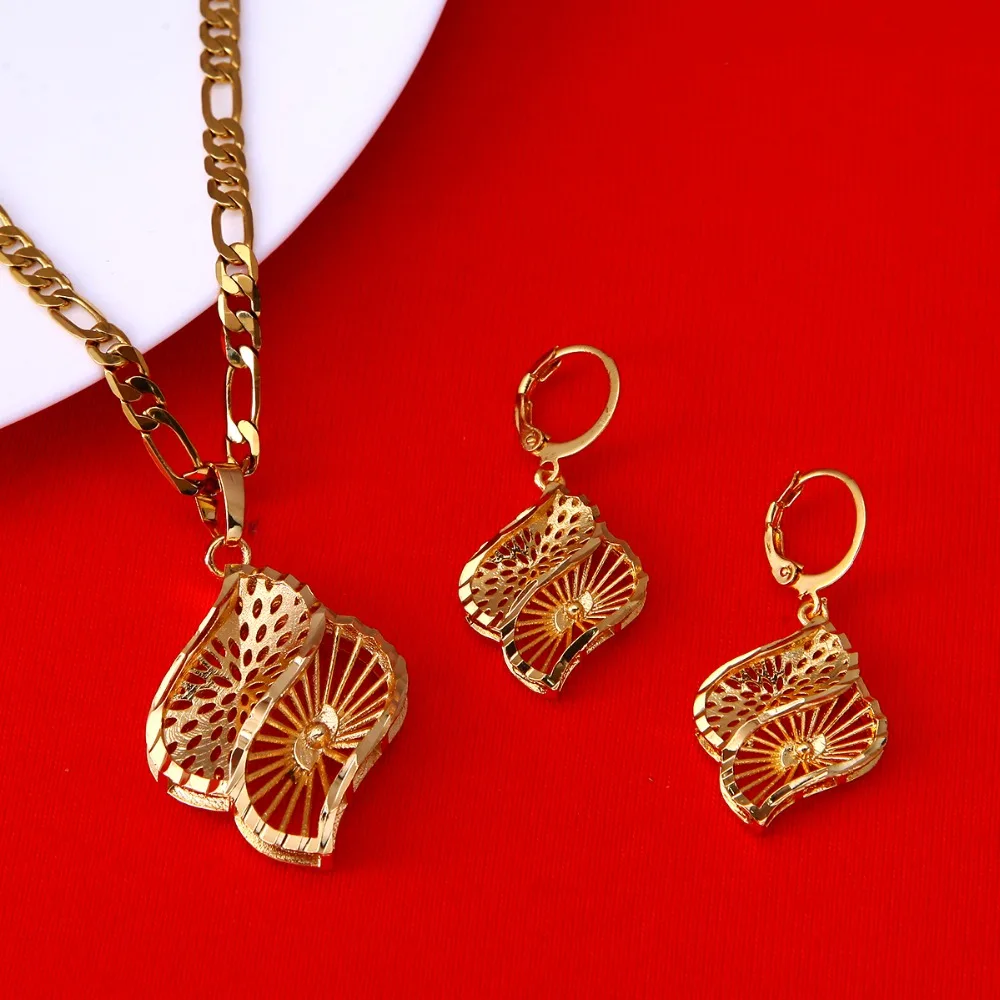 

New Ethiopian Gold Color Jewelry Set Habesha Eritrean Necklace Earrings For Women Ethnic Gift
