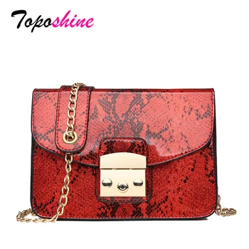 

Toposhine High Quality Snake Pattern Small Square Bag Female New Fashion Shoulder Bag Casual Wild Messenger Bag