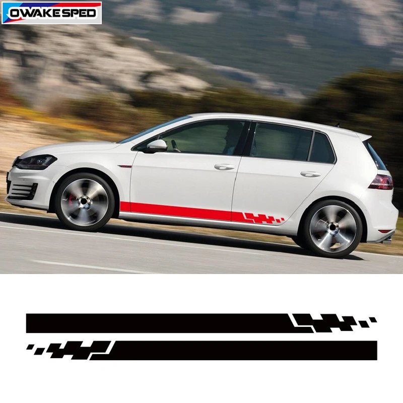 2 шт. для Volkswagen Golf POLO спортивные полосы наклейка на дверь автомобиля боковые