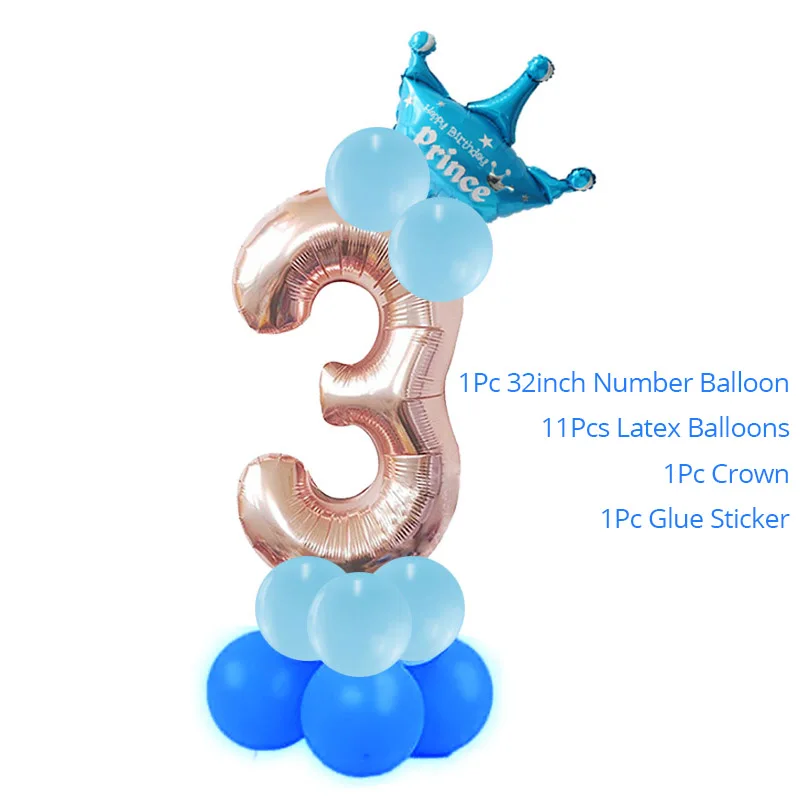JOY-ENLIFE 1 2 3 4 5 6 7 8 9 розовое золото номер Фольга шары цифровой баллон гелия День рождения шаре для взрослых Globos - Цвет: Blue 3
