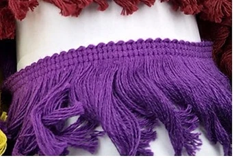 YACKALASI 25 ярдов/лот короткая Бахрома Кисточкой хлопок отделка висит бахрома для шторы платье танцев оторочка с аппликацией 5 см длинные - Цвет: 18 Purple