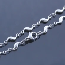 Для женщин ботильоны Браслеты Нержавеющая сталь Сандалеты с перепонкой на лодыжке в морской воде подвеска в виде волн 9/10/11 дюймов милые Модные украшения предложение от производителя