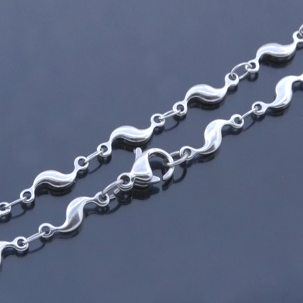

Women Ankel Bracelets Stainless Steel Anklets Sea Water Wave Charm 9/10/11 Inches Cute Fashion Jewelry Factory Offer