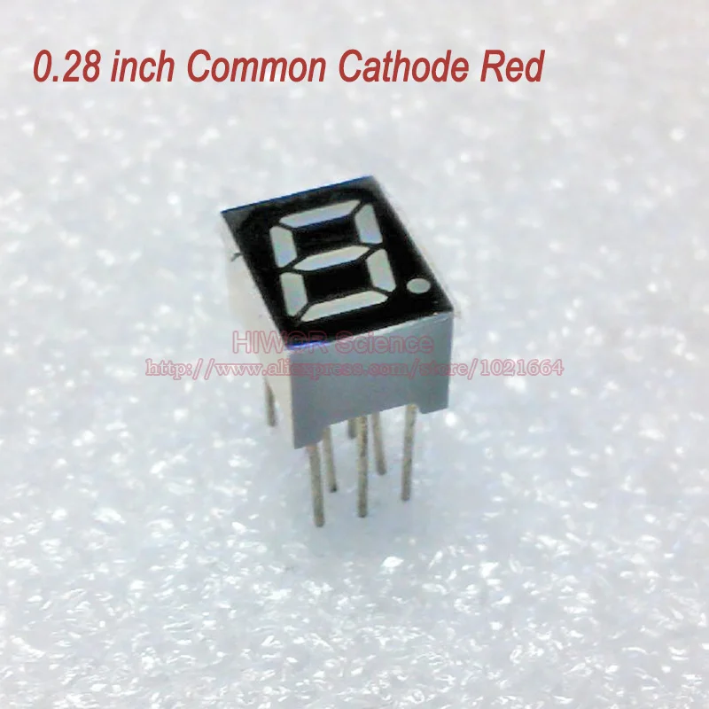 

(10pcs/lot) 10 Pins 2811AR 0.28 Inch 1 Bit 7 Segment Red LED Display Share Common Cathode Digital Display
