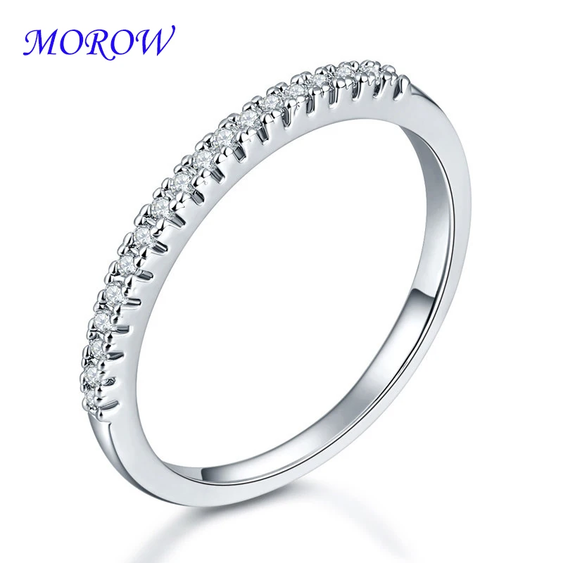 MOROW Fashion Classic AAA Zircon Finger Rings Dainty Plated White Gold Simple Metal Ring for Women Jewelry Christmas Gift Hot (1)