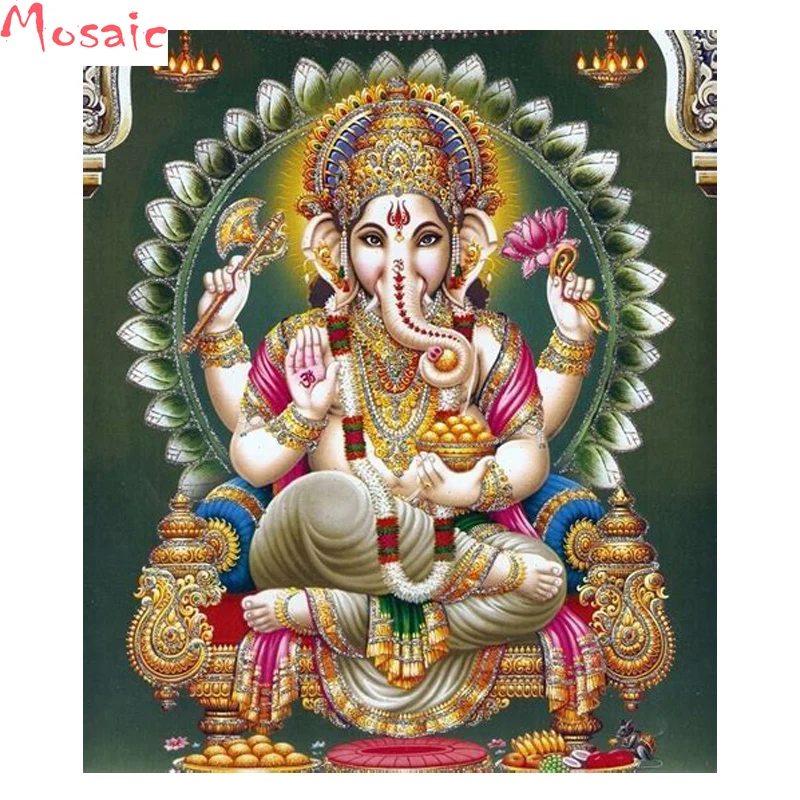 

Full Square Diamond Painting Cross Stitch 5D DIY Diamond Embroidery Lord Ganesha Religions Picture Of Rhinestone Decor Home