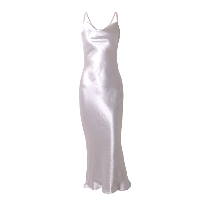 Элегантное женское сатиновое Макси платье русалки, женские сексуальные вечерние платья с открытой спиной, длинные платья размера плюс, женские белые платья - Цвет: White