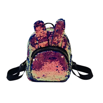 

Women's Bag 2020 Colorful Sequins Cute Rabbit Ear Sequin Backpack Student Bag Travel Backpacks Girls Zipper Shoulder Bags #Zer