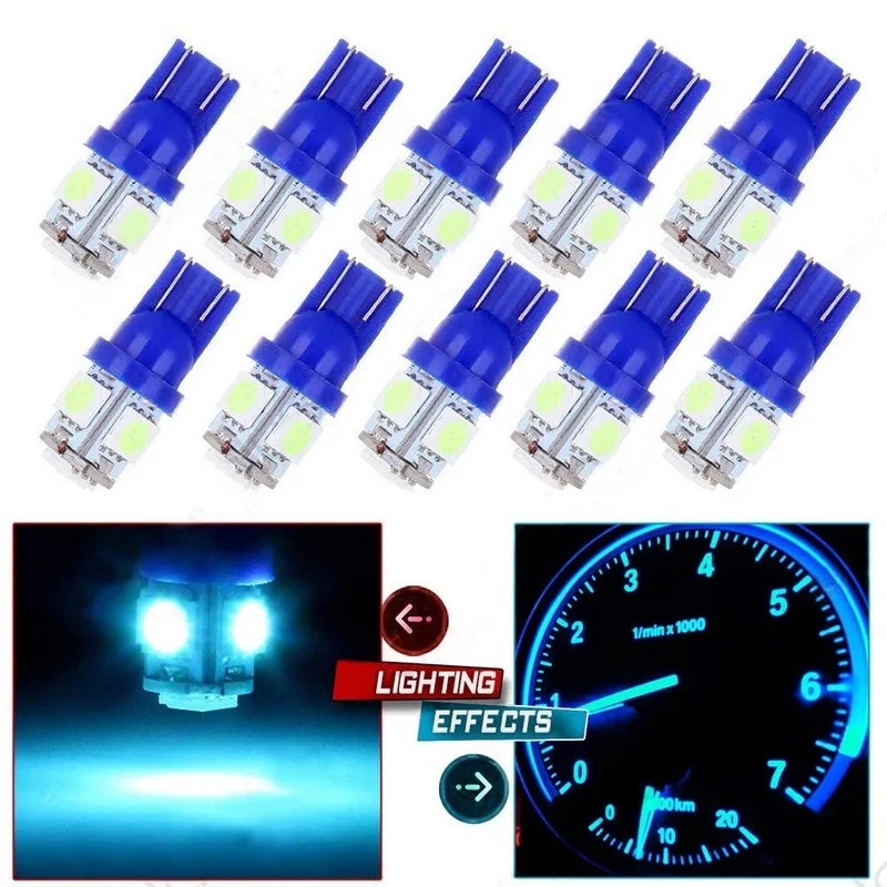 10 шт. ледяные линзы для автомобиля синего цвета T10 5SMD 5050 Автомобильный