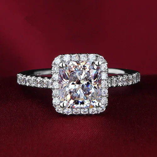 

2.35Ct Square Cut Synthetic Diamonds Ring for Her Genuine 925 Sterling Silver Ring White Gold Color Jealous Promise Jewelry