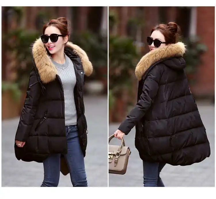 

New arrival women's long down coat large bottom down jackets raccoon fur collar coat fur pocket winter jacket long coat A1315