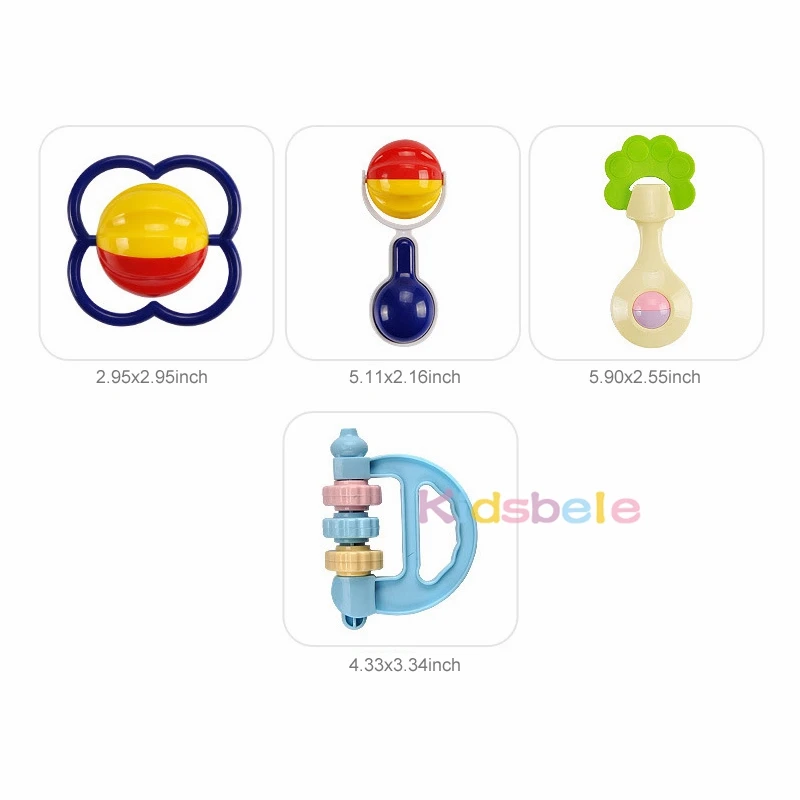 Детские игрушки, 5 шт., пластиковые колокольчики для рук+ Kidsbele, мягкие нагрудники для младенцев, игрушки для новорожденных 0-12 Mnoths, игрушки для грызунки-погремушки