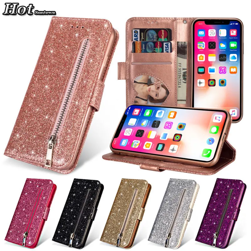 

Luxury Wallet Case For Telefoon Hoesje iphone Xs Max Case Leather Glitter Phone Case Coque iphone XR Xs X Case Flip Waller Cover