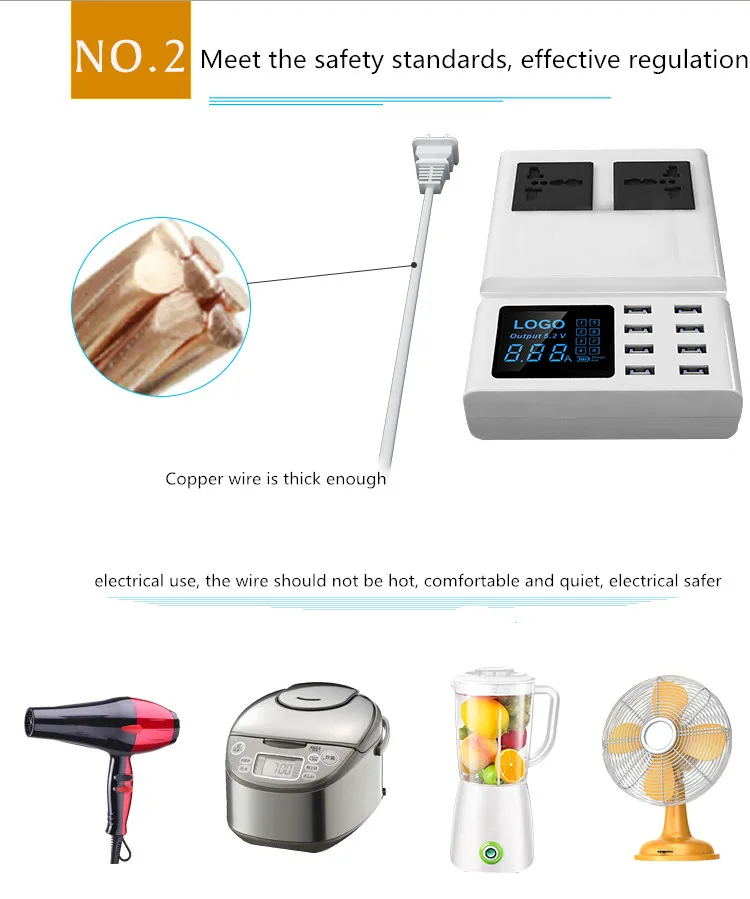 8 USB Port Led Display Screen Charger Strip adapter (14)