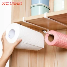 Kitchen Roll Paper Holder Bathroom Towel Rack Toilet Paper Rack Cupboard Door Paper Hanging Shelf Storage Holder