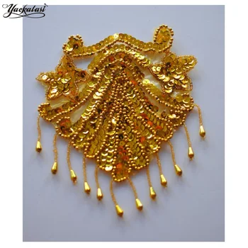 

Christmas Trims 10 Pcs/Lot Sequined Floral Appliqued 3D Beaded Fabric Flower Decoration Paillette dance clothes 14.5*13cm +3cm