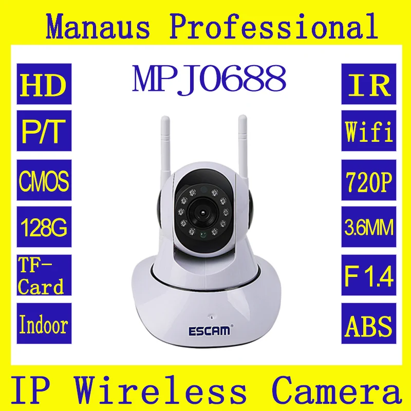 

720P HD WIFI IP Camera Support 128G TF Card Windows XP/7/8/10 System Configuration Support 5 Online Visitors Simultaneously J688