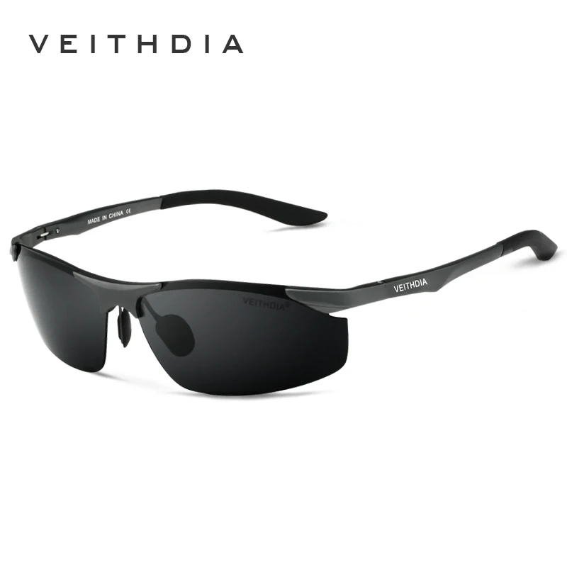 Koop VEITHDIA Brand Designer Rimless Mens Aluminium Zonnebril Gepolariseerde Lens Mannelijke Zonnebril oculos de sol masculino Voor Mannen 6529