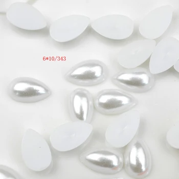 

FLTMRH 50pcs 6mm*10mm half Water Drop ABS Half Pearls Beads Scrapbook For DIY Garment Phone Nail Art Acce.es 48pcs/lot