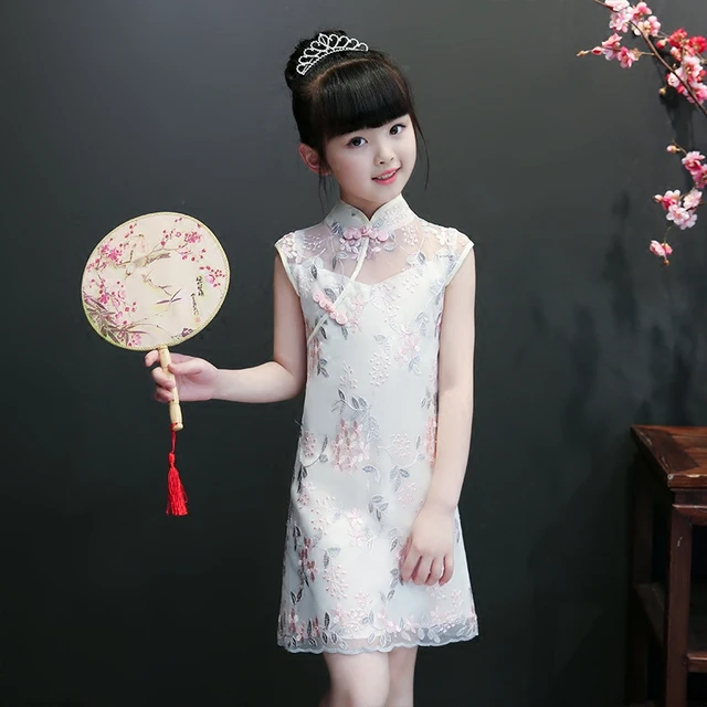 2018 Winter Fancy S Embrodeiry Fl Chiffon Qipao Kids Chinese 2018 Winter Fancy S Embrodeiry Fl Chiffon Qipao Kids Chinese Traditional Flower Chi Pao