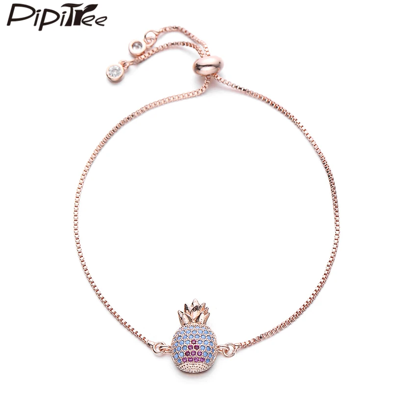 

Pipitree Trendy Multi AAA CZ Zircon Pineapple Bracelet Femme Rose Gold Color Chain Bangle Friendship Bracelets for Women Jewelry