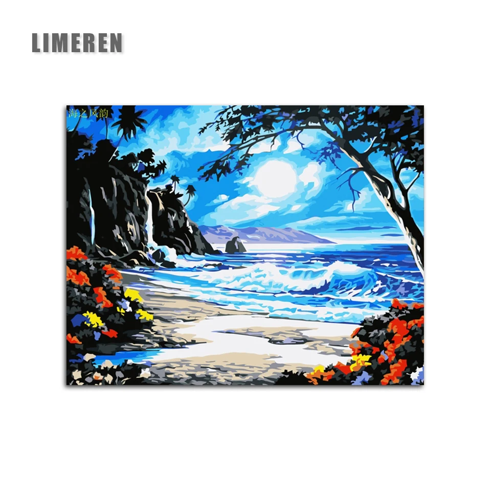 

Frameless Sky Ocean Beach Reef Painting By Numbers Flowers Coloring By Numbers