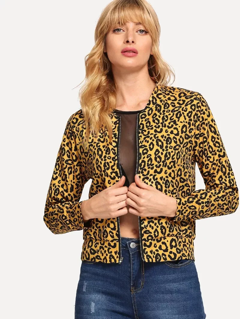 European and American Style Short Leopard Jacket For Women 2019 Spring