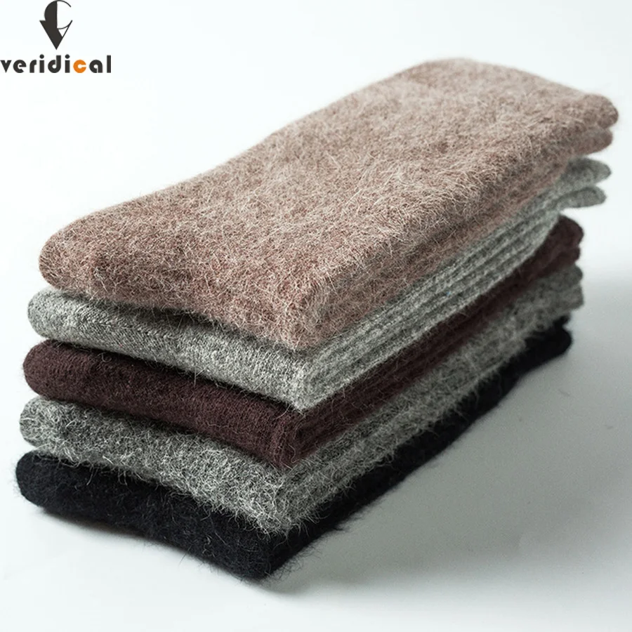 

VERIDICAL 5 pairs/lot wool merino men short socks Thick Solid good quality winter fluffy socks floor harajuku thermal socks warm