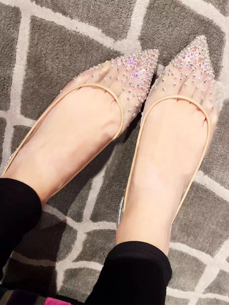 

2018 Newest Bling Bling Crystal Women Shoes Casual Mesh Flat Shoes
