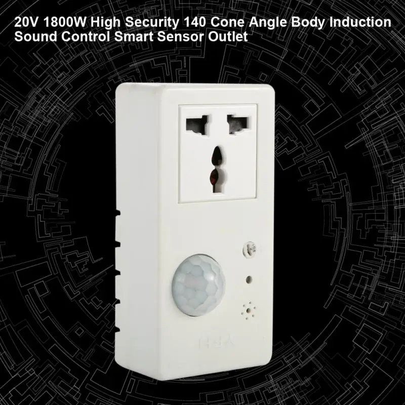 

1 Set 20V Sound Control Smart Sensor Outlet enchufe 1800W Sound Control Outlet High Security 140 Cone Angle Body Induction