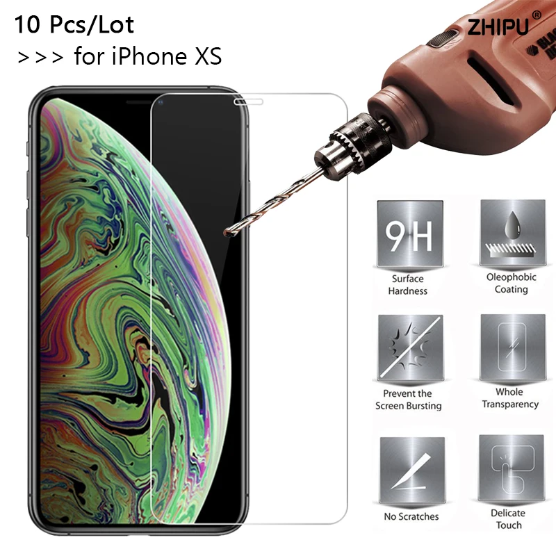 

10 Pcs/Lot 2.5D 0.26mm 9H Premium Tempered Glass For Apple iPhone XS Screen Protector Toughened protective film For iPhone XS