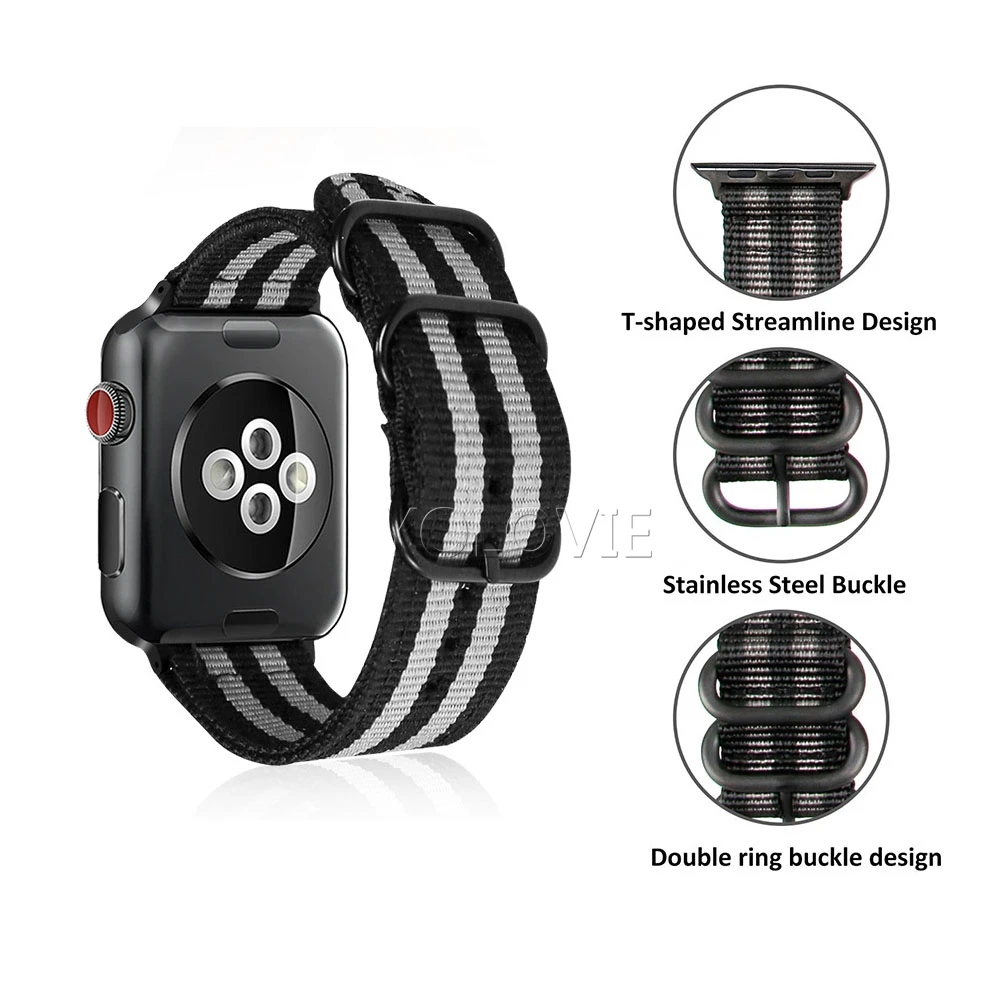 Yolovie Watchband For Apple Watch Band 42mm 44mm Nylon NATO Sport Strap 38mm 40mm iWatch Bands Accessories Bracelet Series 4 321