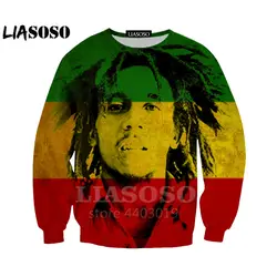 LIASOSO Новый Для мужчин 3d толстовки Reggae Звезда Боба Марли печати пуловеры Уличная Повседневная Пуловеры Забавный Harajuku потеет A045-90