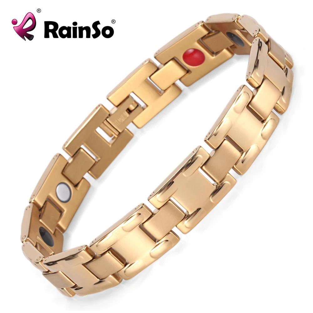 

New Fashion Jewelry Magnetic Titanium Link Chain Bracelet with 4 Health Care Elements for Men 8.5'' OTB-1552