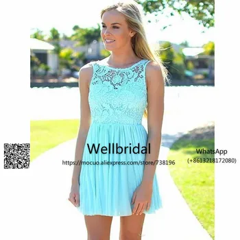 

2017 Beach Bridesmaid Dresses Short Chiffon Lace Wedding Party Dress Tank vestido de festa de casamento Pleat bridesmaid dress