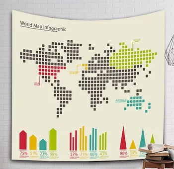 

CAMMITEVER Dots Wall Hanging Tapestry Room Decorative Wall Tapestry Carpet Beach Towel Rectangle Tablecloth Wolrd Map Design