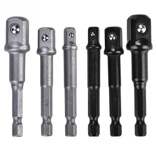 3Pcs/lot Socket Bit Adapter 1/4in Hex Shank to 1/4in 3/8in 1/2in Square Head Drill Bit Driver Socket Adapter Set