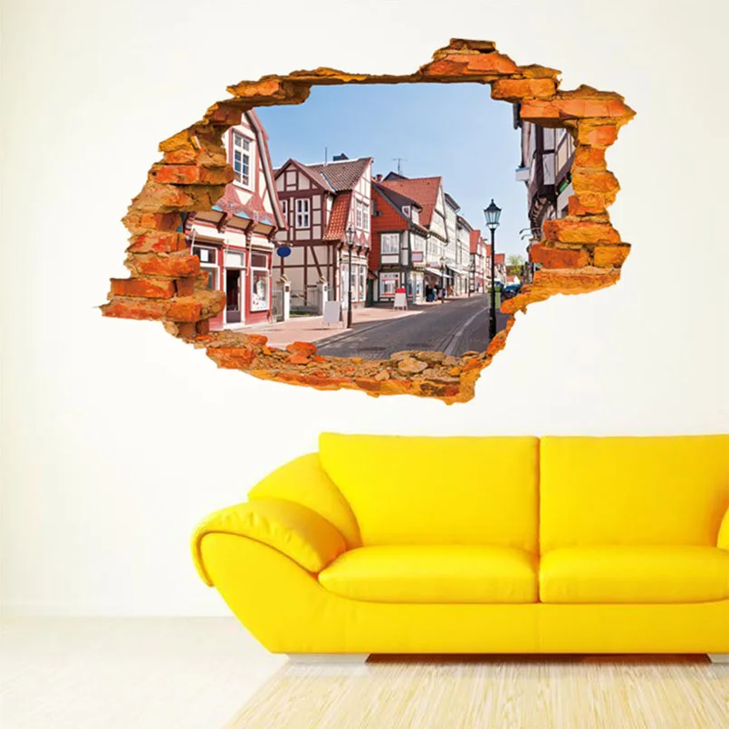 Creative 3D Broken Wall Effect Wall Sticker Home Decor Removable Vinyl