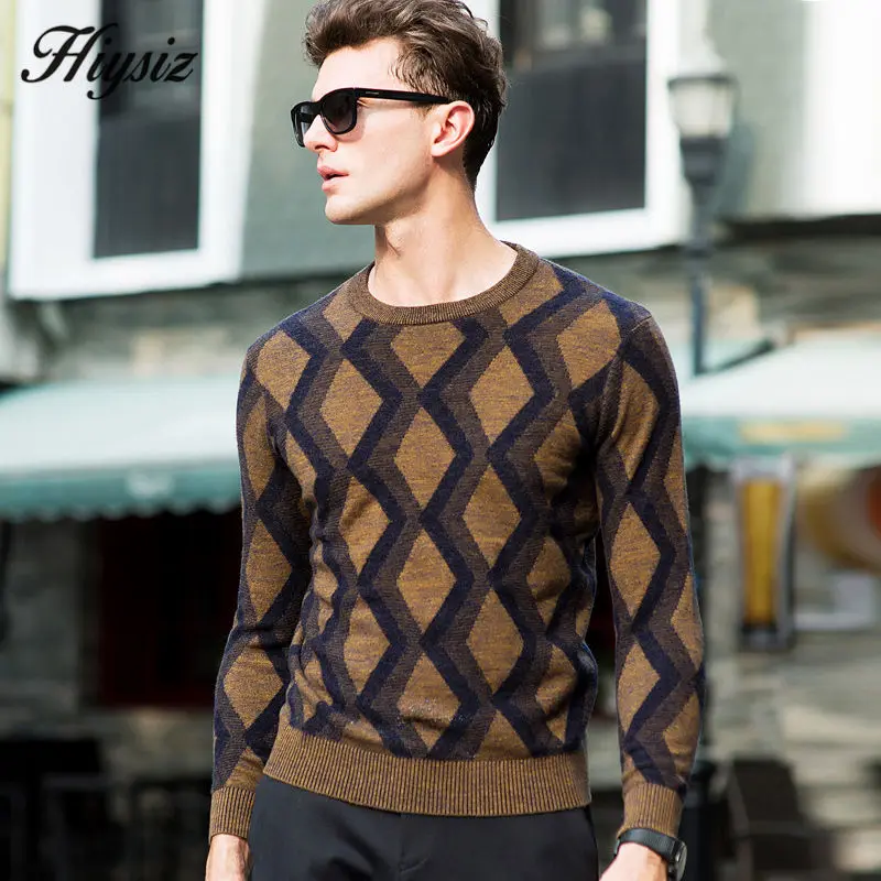 High Quality 100% Real Merino Wool Sweater Men Winter