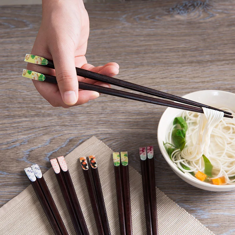 Японский гвоздь узор цветущей сакуры палочки для еды деревянные портативные палочки для суши ученика подарки набор изысканные кухонные аксессуары