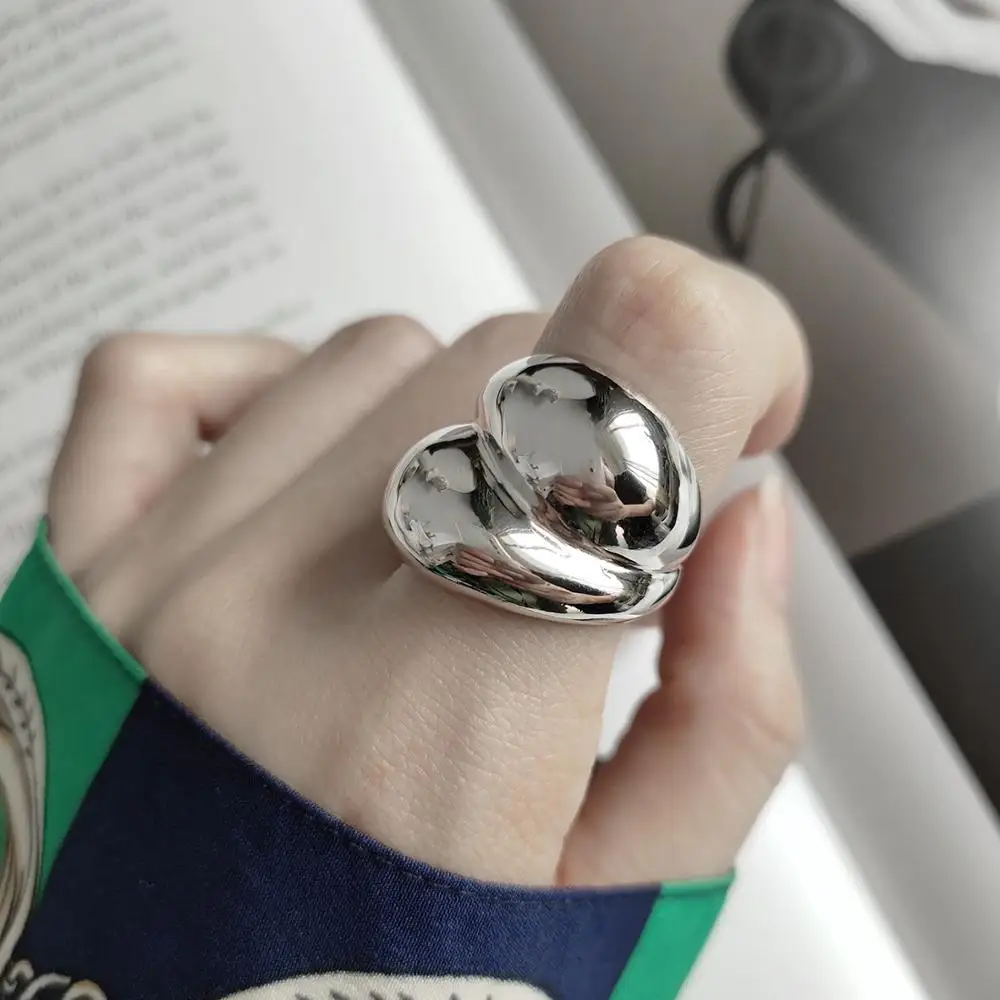 Кольцо из стерлингового серебра 925 пробы, высокое качество, полированное кольцо, индекс темперамента, кольцо с открытым пальцем для женщин, ювелирные изделия