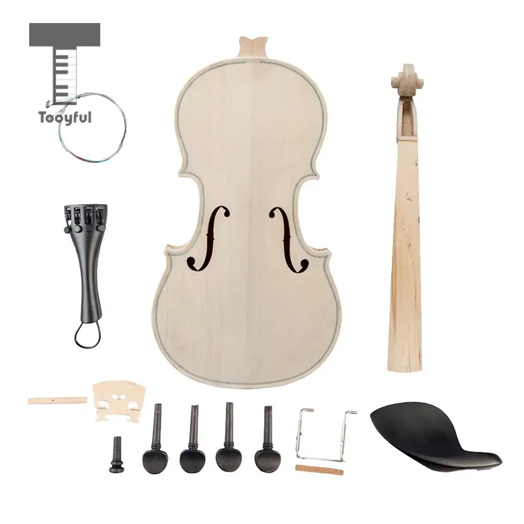 Tooyful DIY 4/4 Violin Solid Wood Unfinished Handcraft Violin Body Violin Fiddle Kit